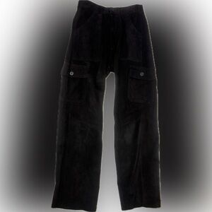 Vintage Black Suede Cargo Pants 90s Danier High Rise Straight Leg Made in Canada